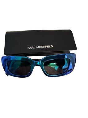 Karl Lagerfeld Women's 50mm Metallic Mirror Blue Black Sunglasses KL6164S-400